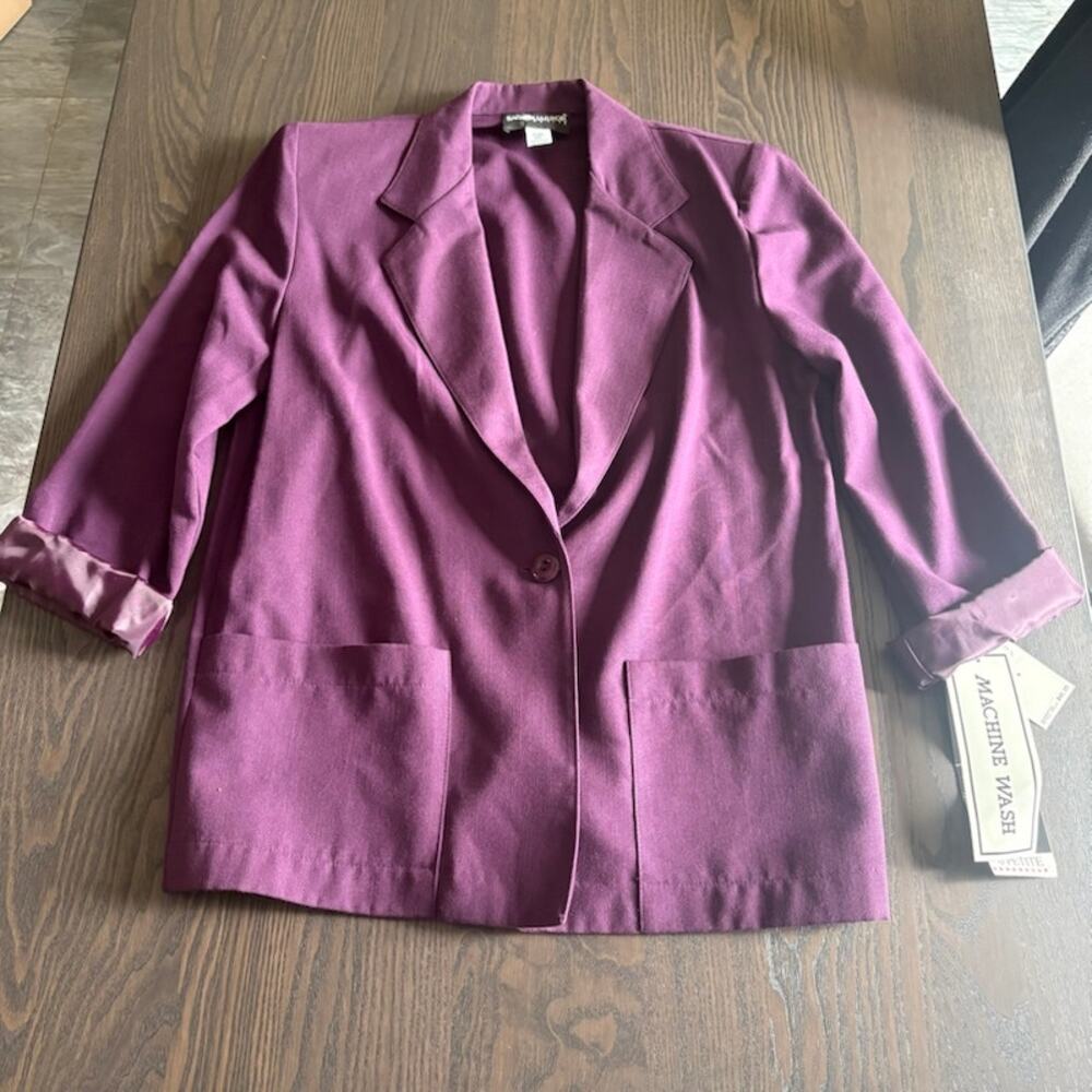 Sag Harber Women's Sz 6P Purple One Button Blazer Business Suit Coat NWT